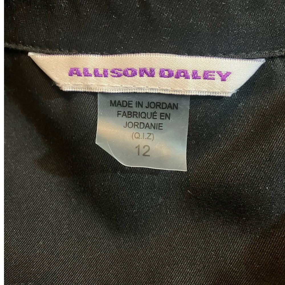 Allison Daley Women's Black Full Zip  Long-Sleeve Chest Pocket Jacket SZ 12 - Picture 8 of 9